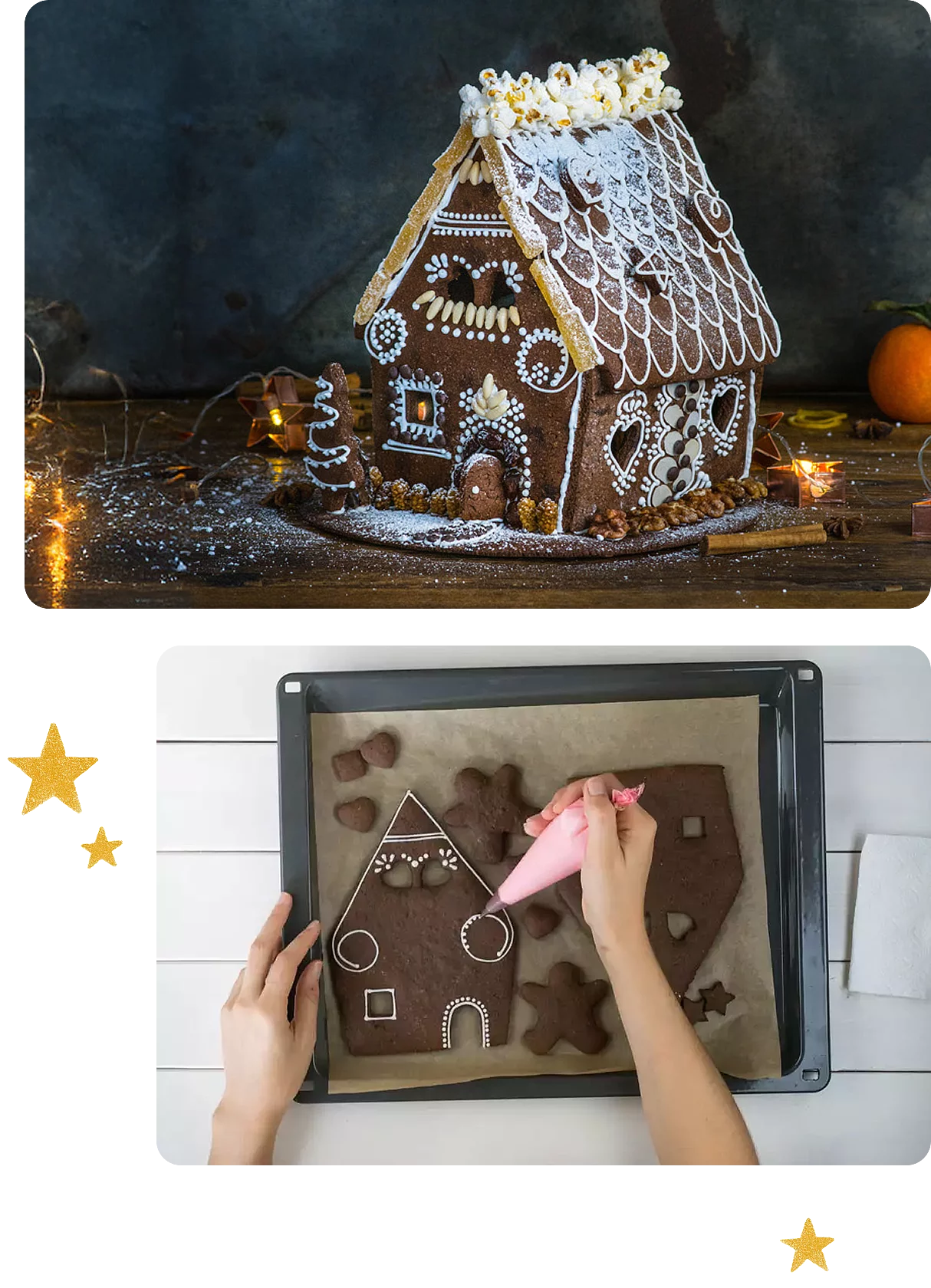 Lebkuchenhaus von Stina Spiegelberg, Schritt-für-Schritt-Rezept für die Weihnachtsbäckerei. Selbst gemachtes Lebkuchenhaus, Schritt für Schritt nachzubacken mit dem Rezept von Veganköchin Stina Spiegelberg auf jedes-essen-zaehlt.de