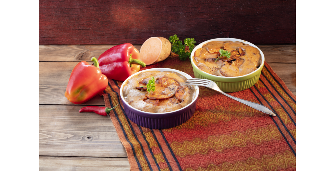 Brasilianisches Süßkartoffel-Nuss-Gratin