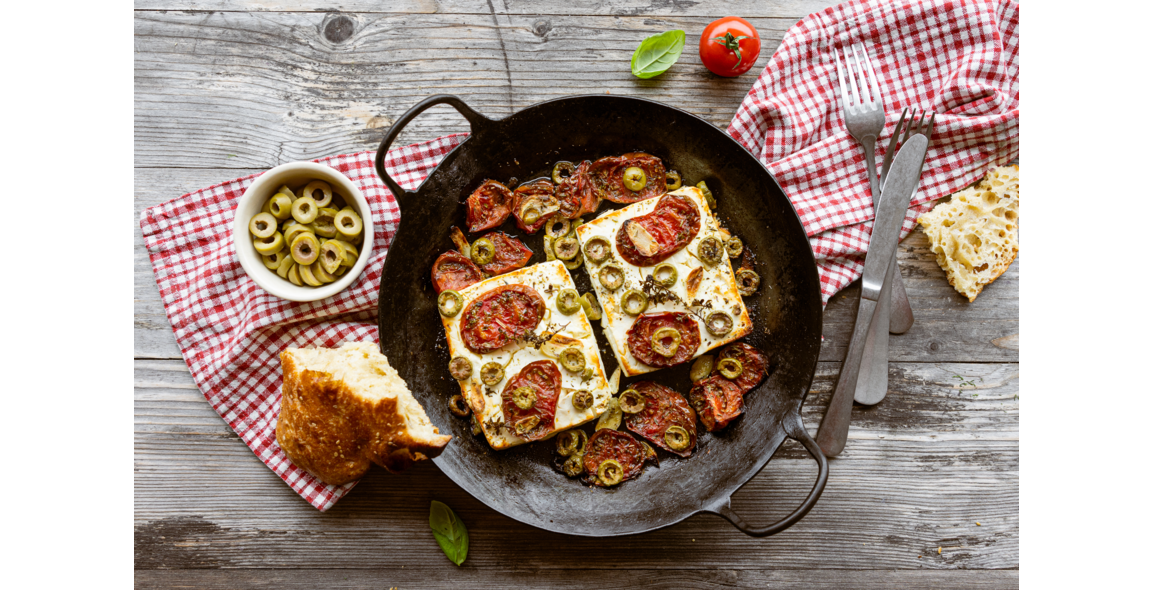 Gegrillter Schafskäse mit Tomatenscheiben