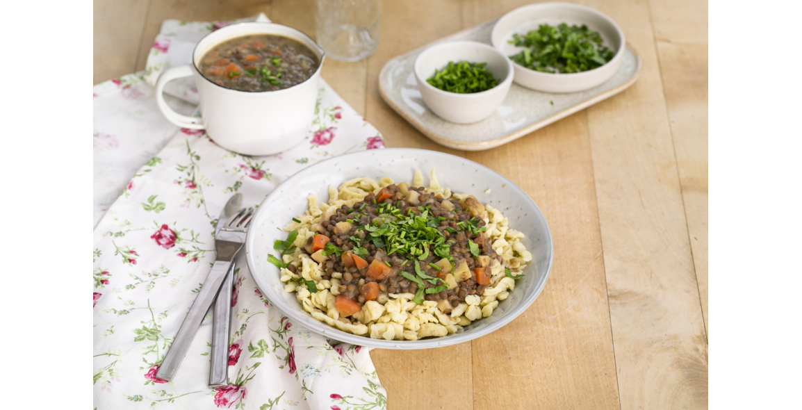 Linsen mit Spätzle