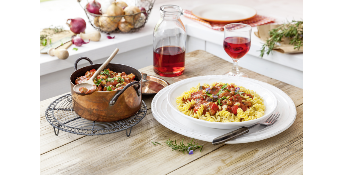 Linsen-Spirelli mit Ratatouille